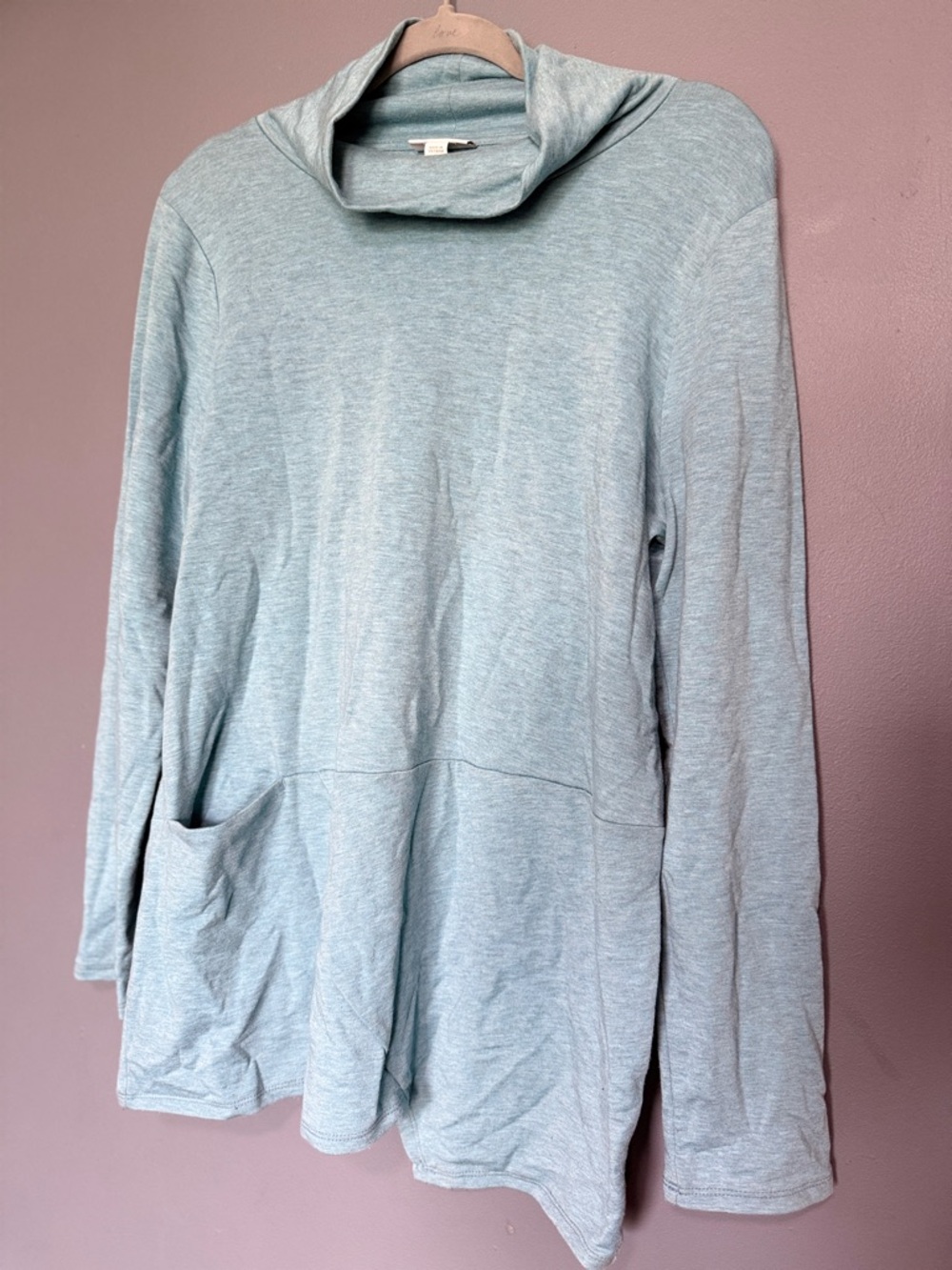 Luxe Pale Blue Tencel Cowl Neck Top